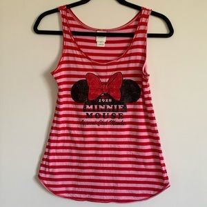 The Disney Store Pink/Red Striped Minnie Mouse Tank Top size XS EUC